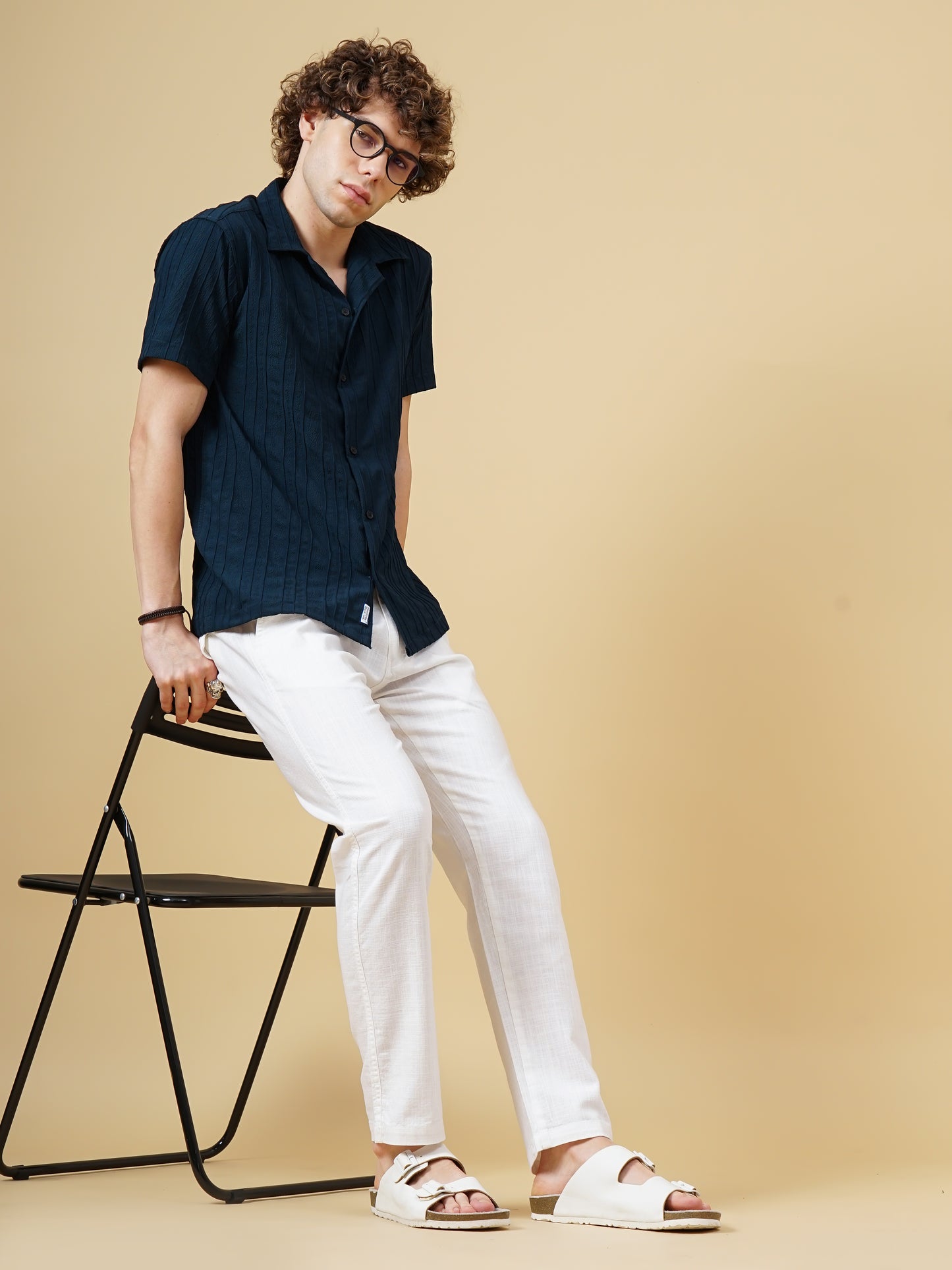 Linen Straight Fit White Trouser
