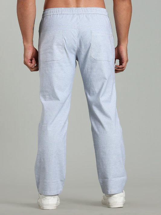 Haven Blue Striped Linen Pant