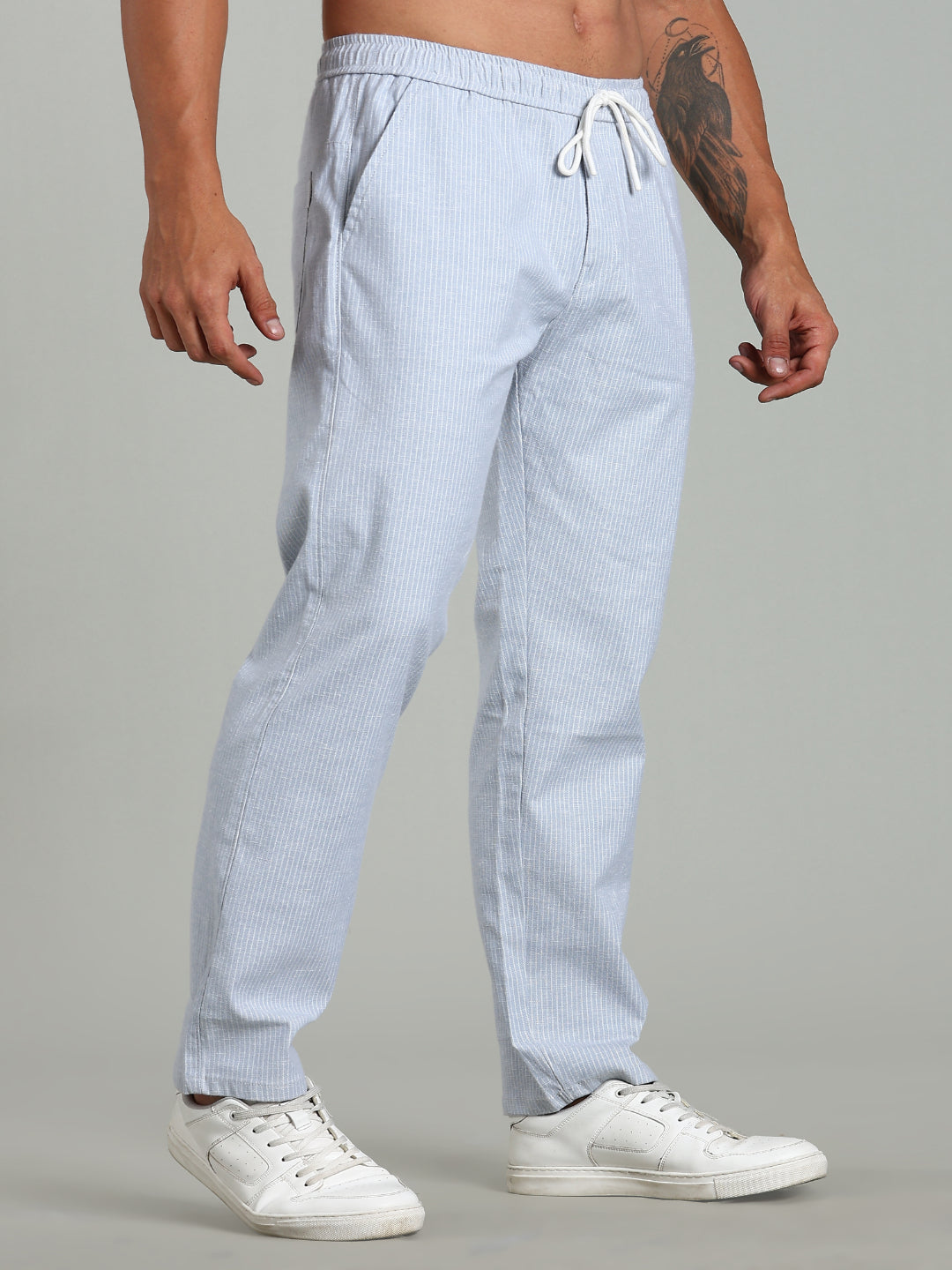 Haven Blue Striped Linen Pant