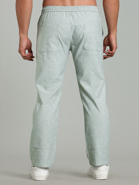 Haven Green Striped Linen Pant