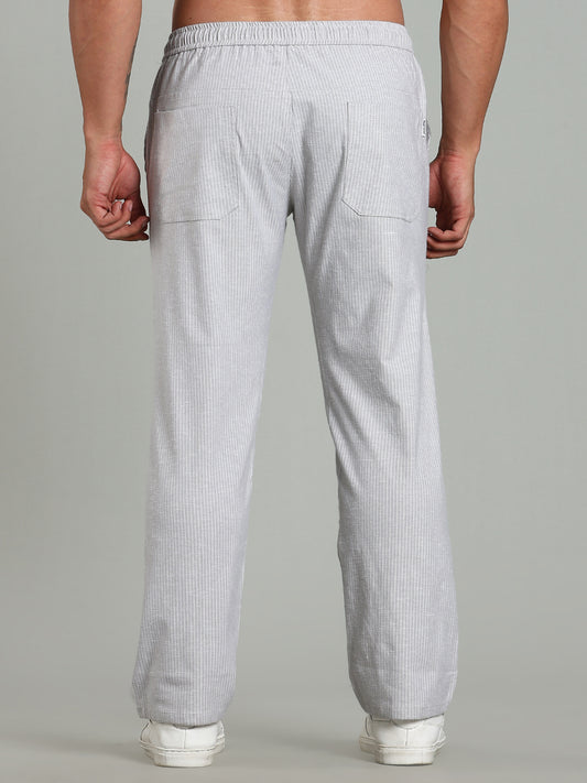 Haven Grey Striped Linen Pant