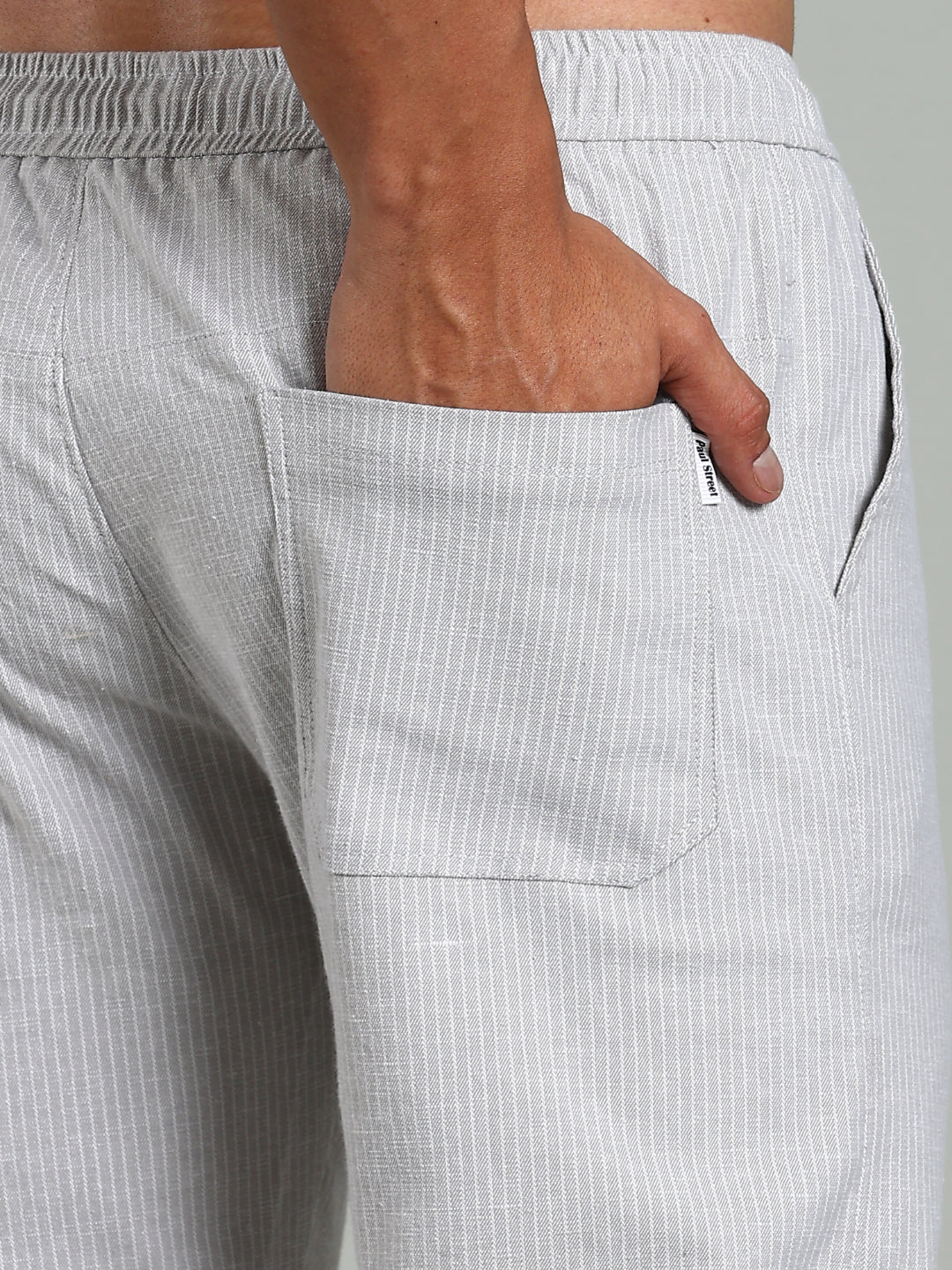 Haven Grey Striped Linen Pant