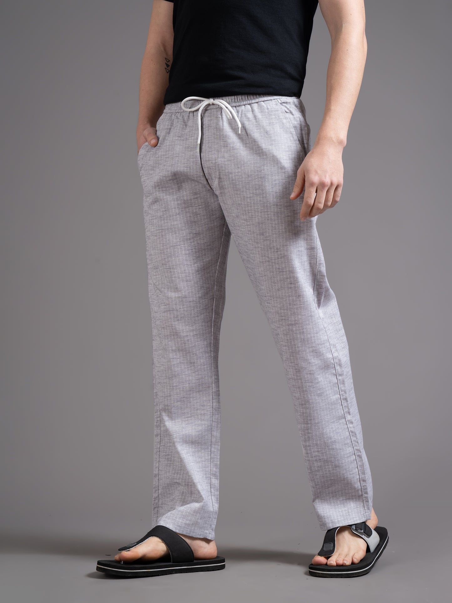 Eden Silver Striped Linen Pant