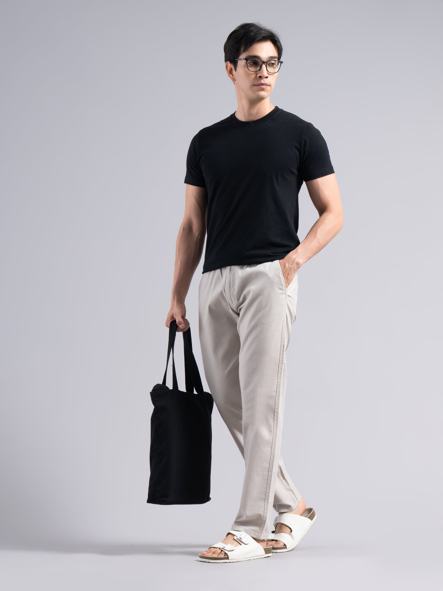 Linea Beige Striped Linen Pant