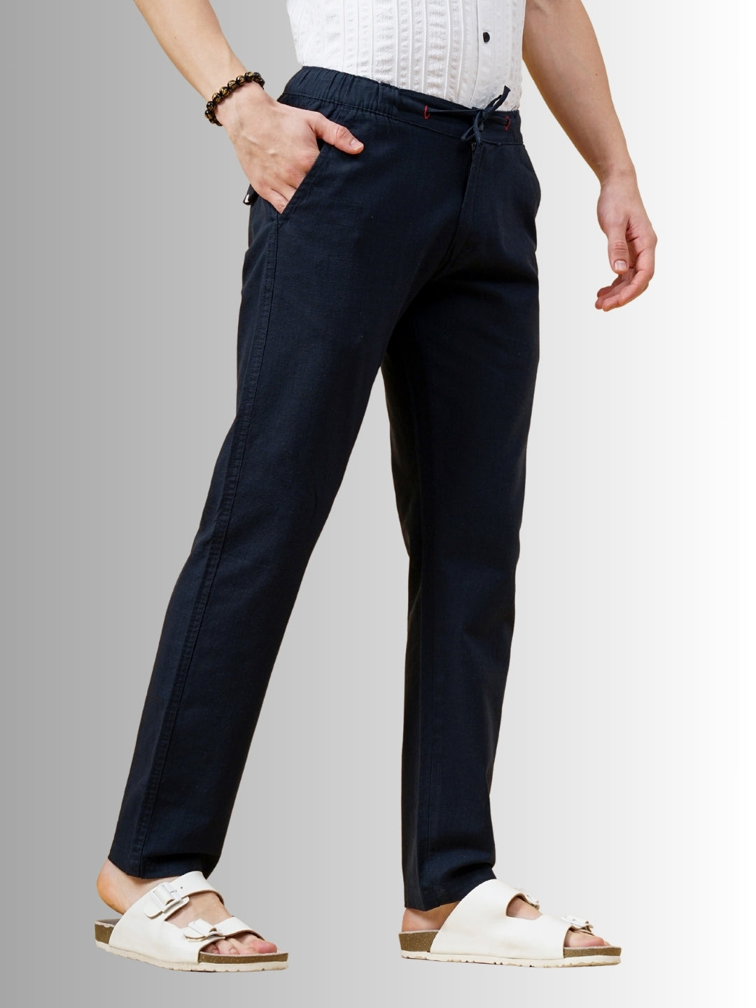 Crest Navy Linen Blend Trouser