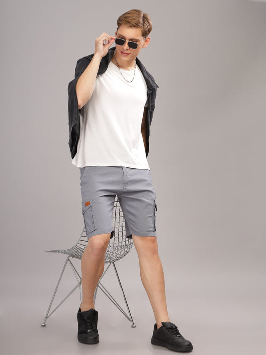 Linen Blue Cargo Shorts