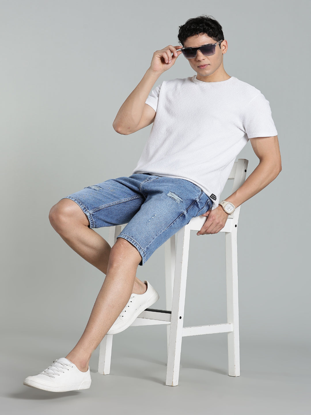 Scuff Light Blue Denim Shorts
