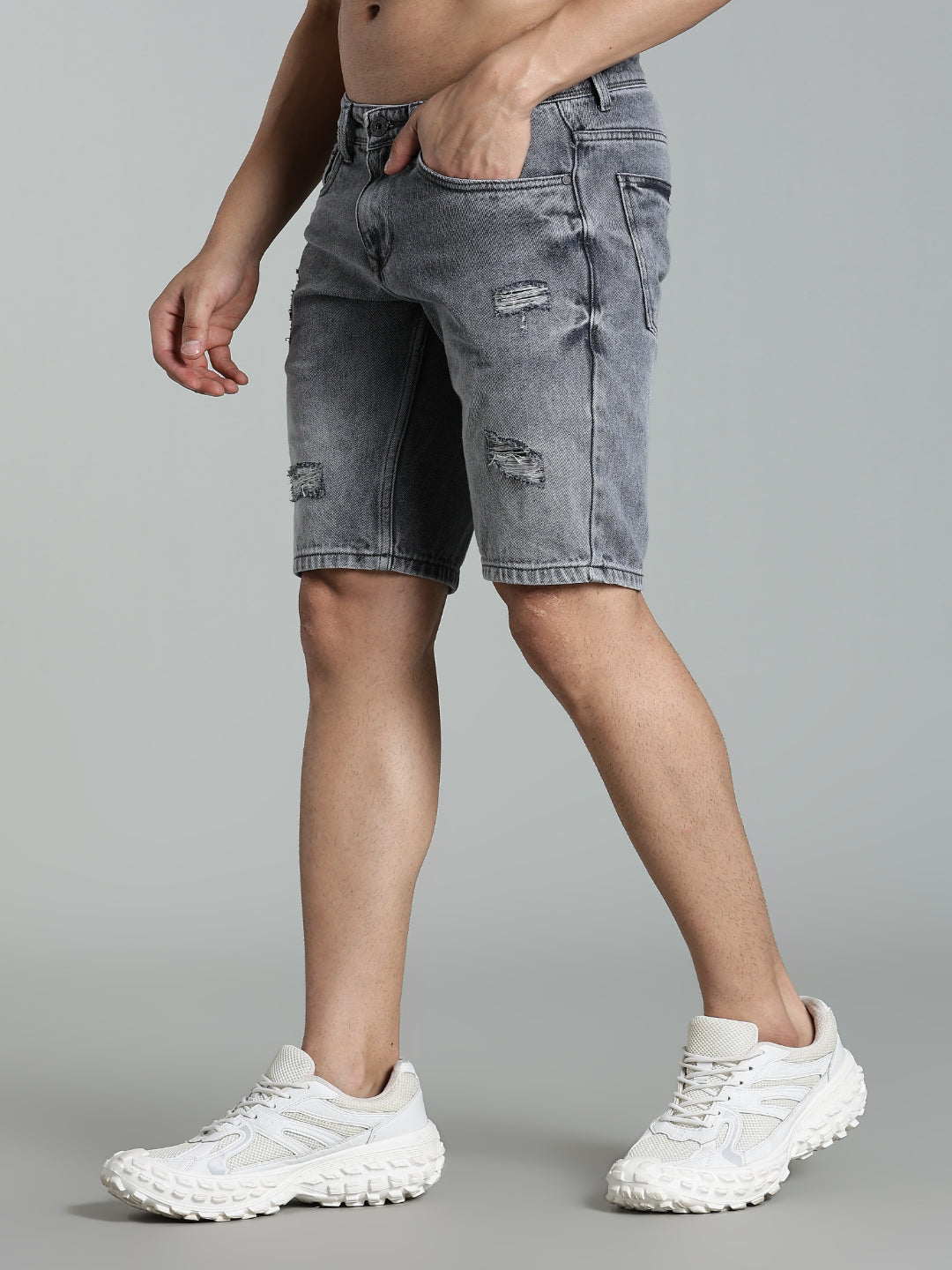 Scuff Light Grey Denim Shorts