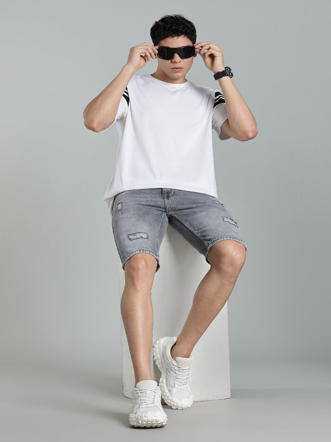 Scuff Light Grey Denim Shorts