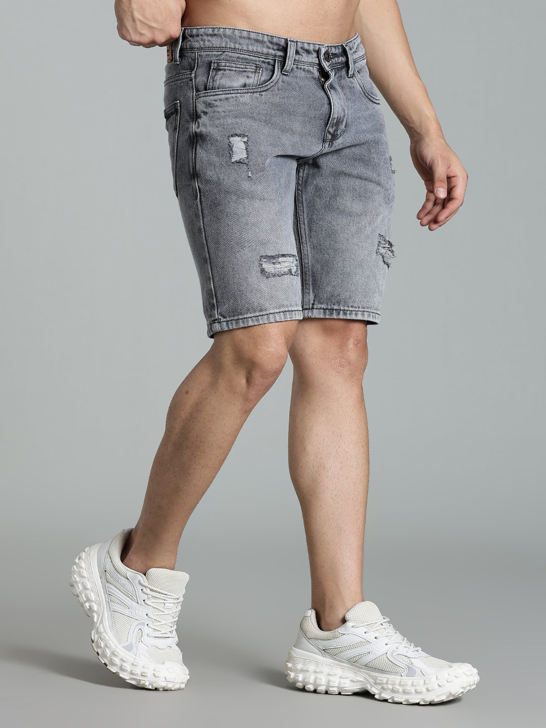 Scuff Light Grey Denim Shorts