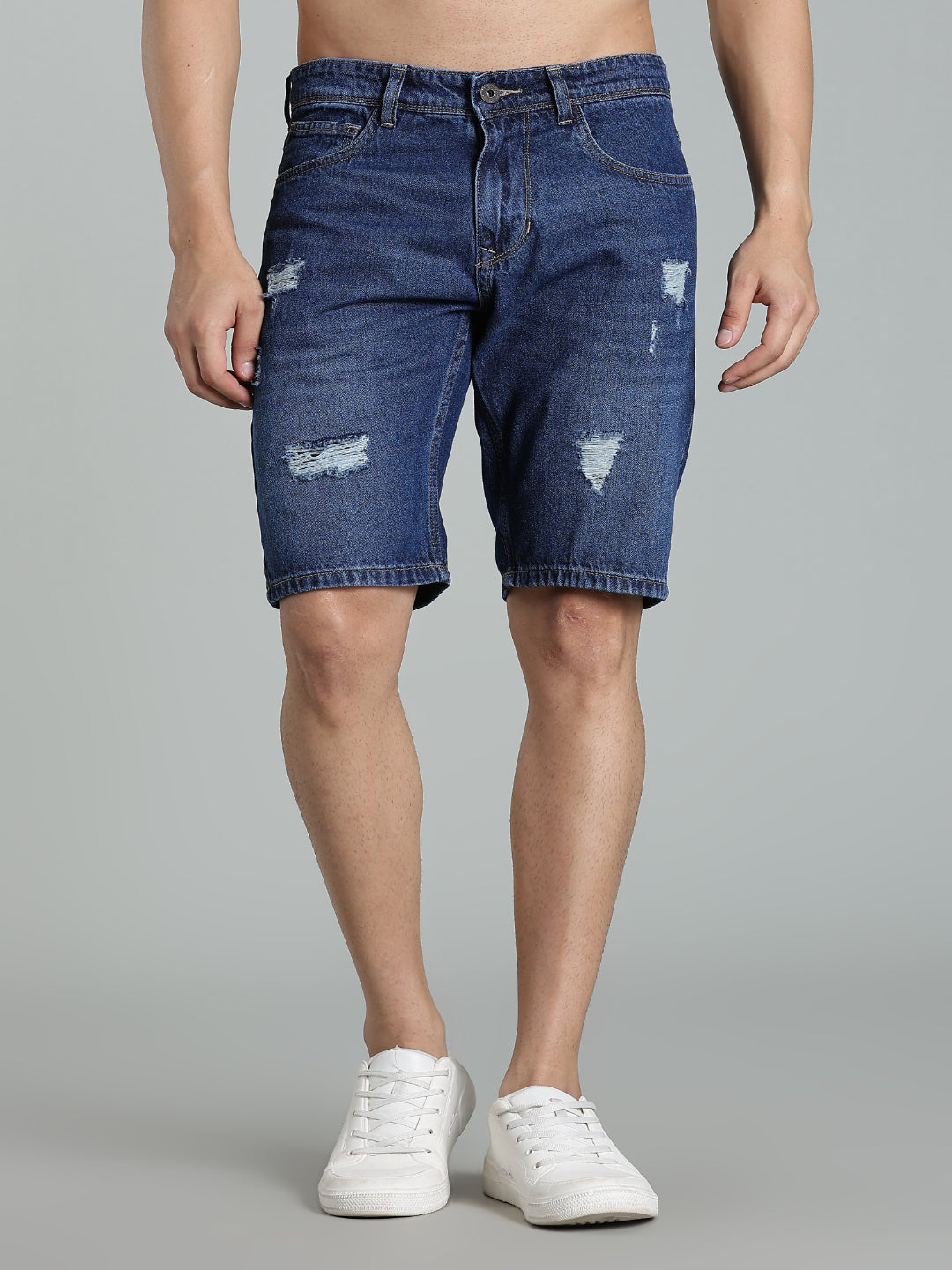 Scuff Mid Blue Denim Shorts