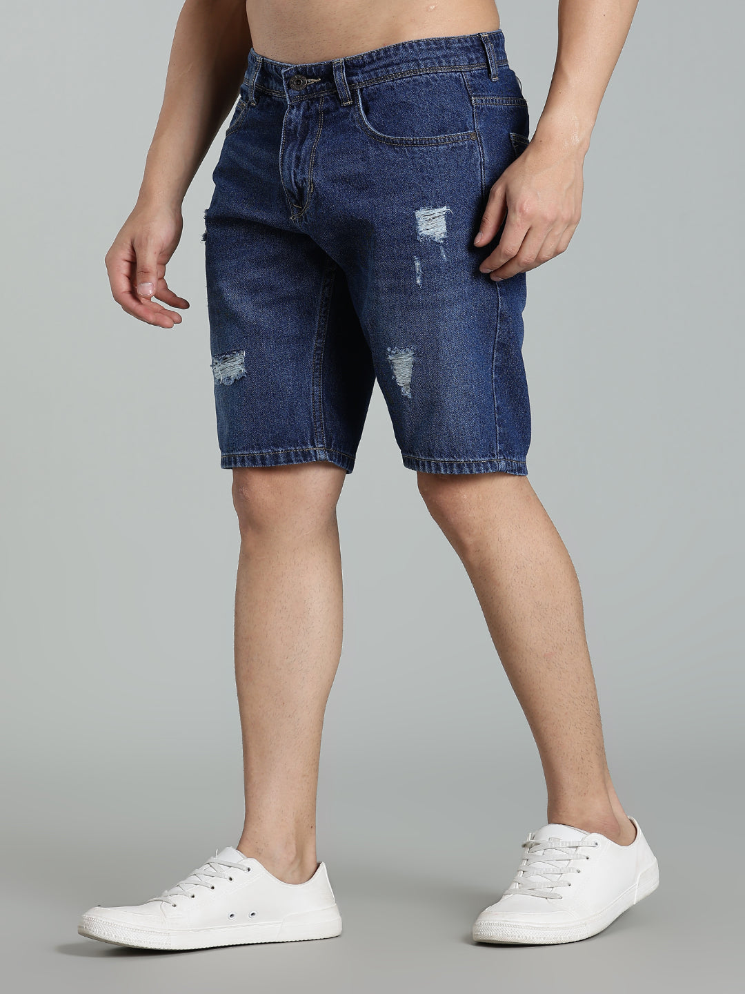 Scuff Mid Blue Denim Shorts