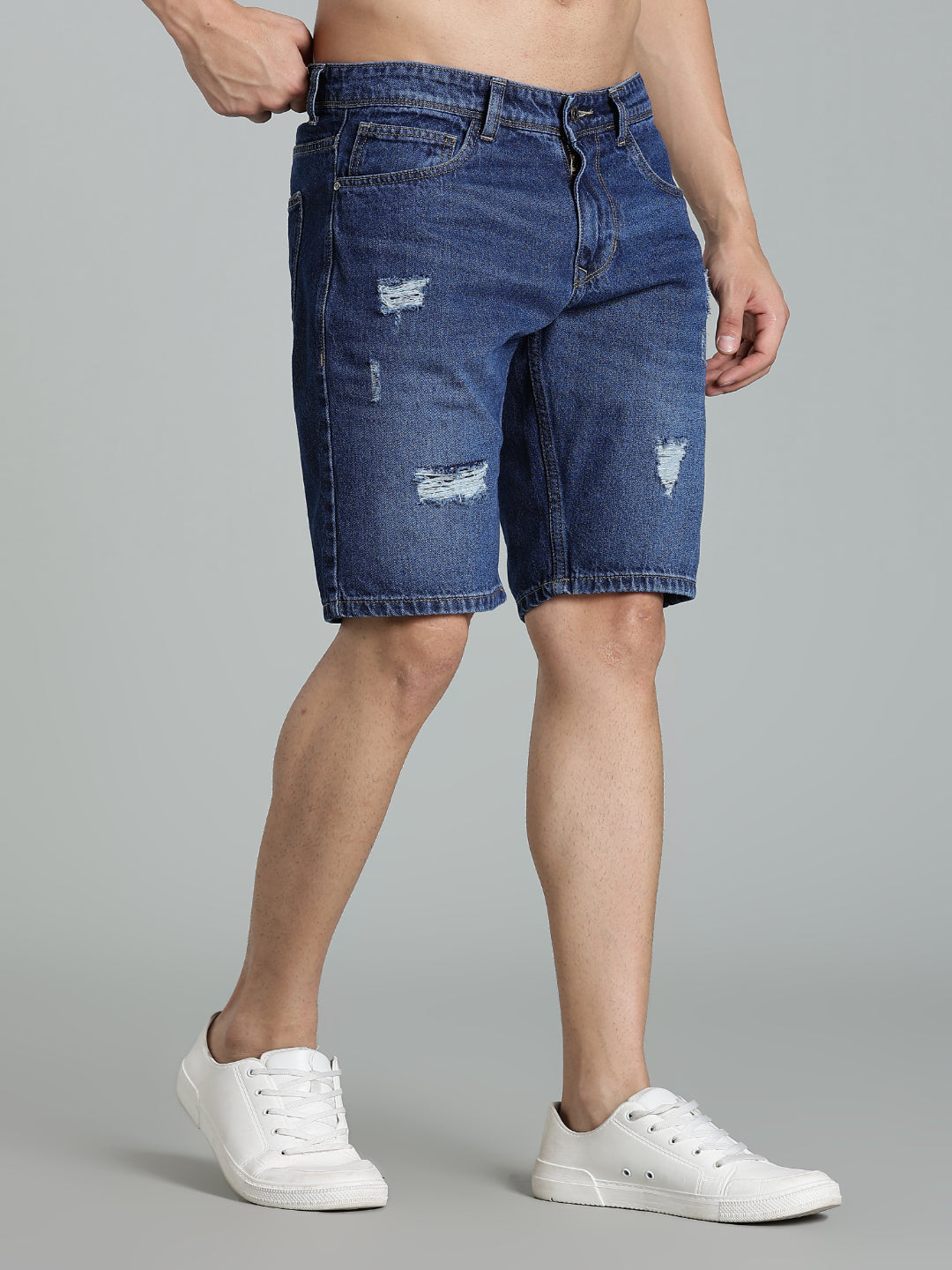 Scuff Mid Blue Denim Shorts
