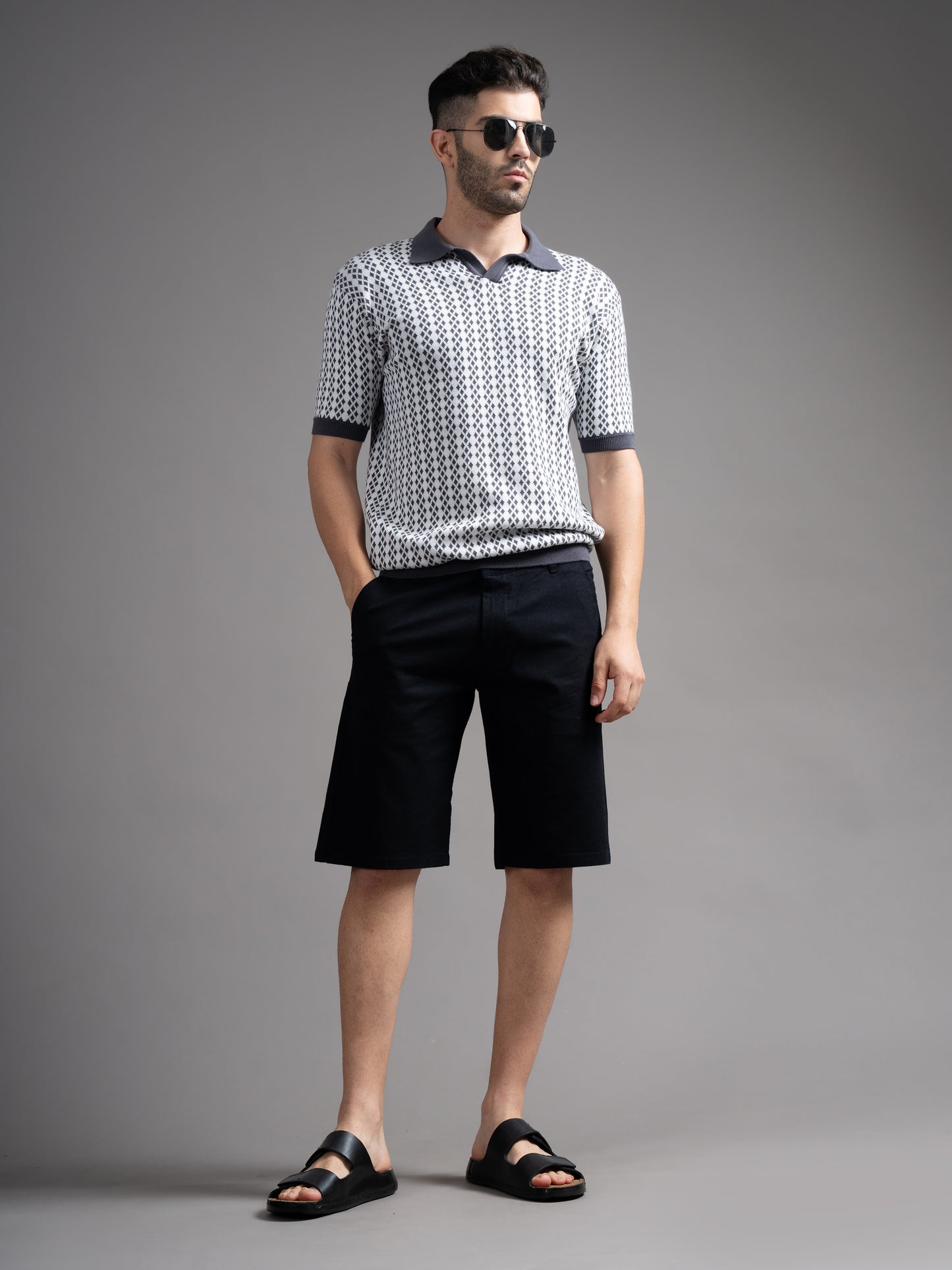 Solid Black Linen Shorts