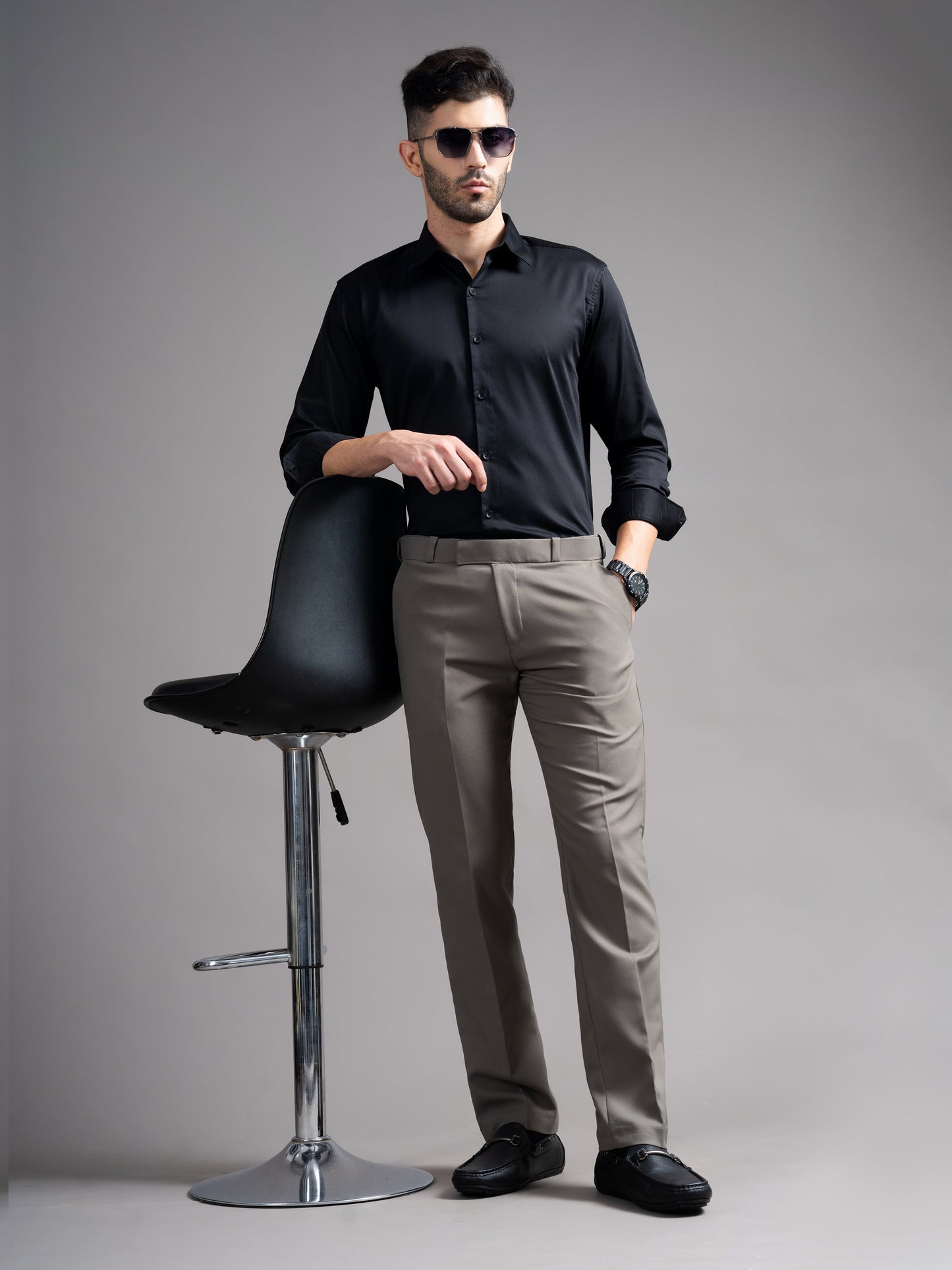 Flexi-waist Taupe Trouser