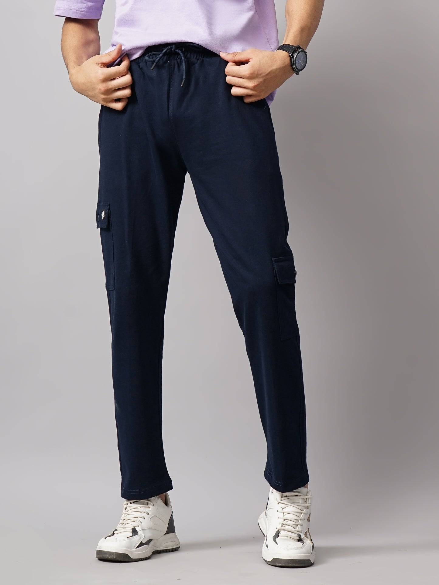Offset Navy Knitted Cargo Pant