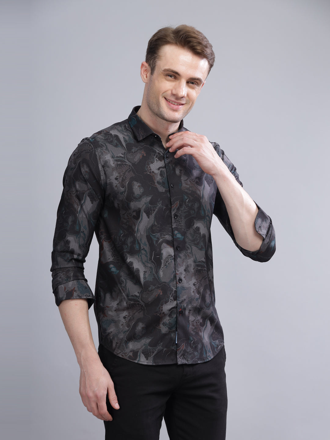 Jade Black-Grey Party Shirt