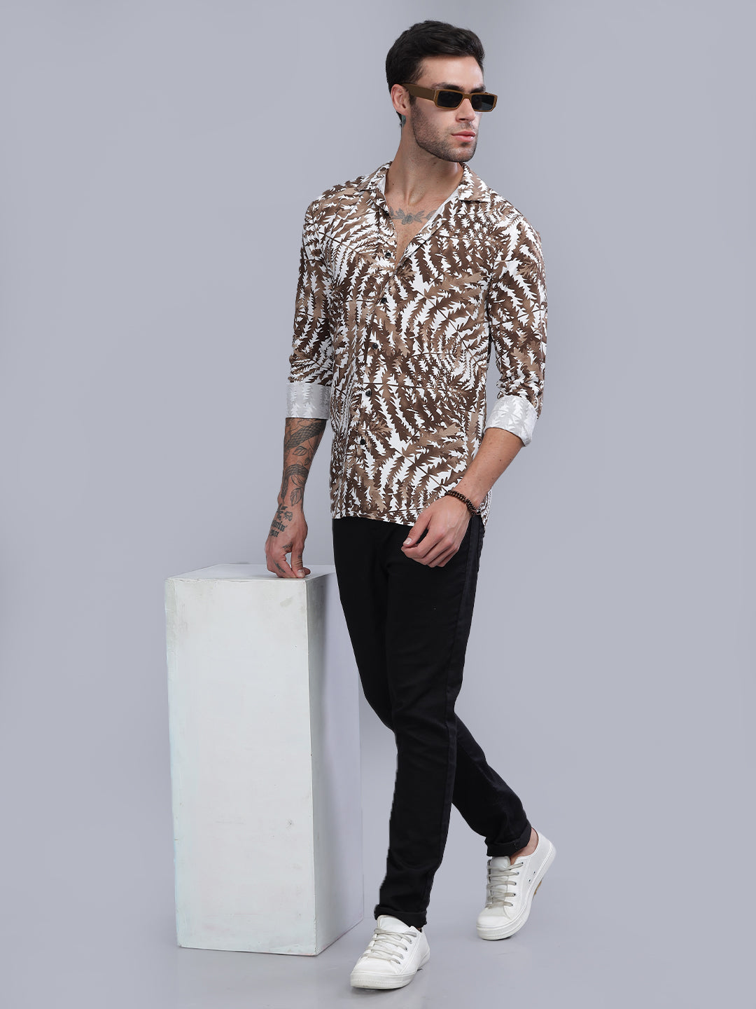 Leaflet Brown Rayon Shirt