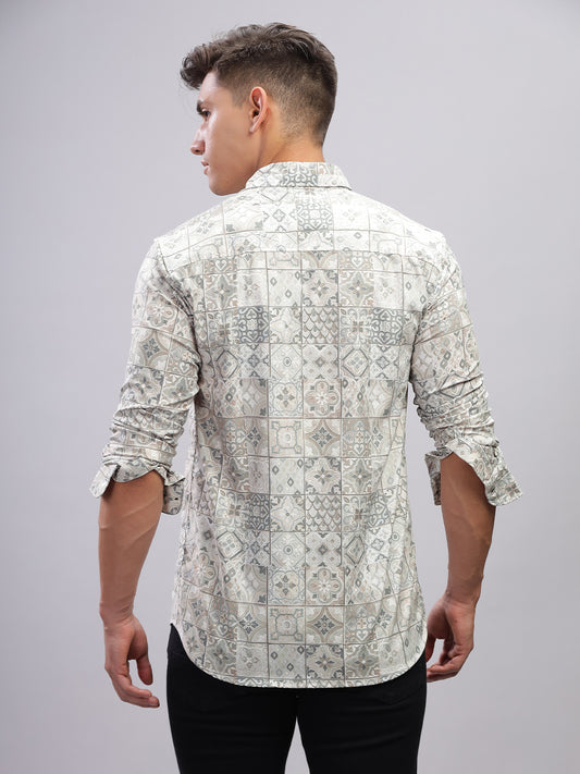 Tribal Motif Beige Shirt