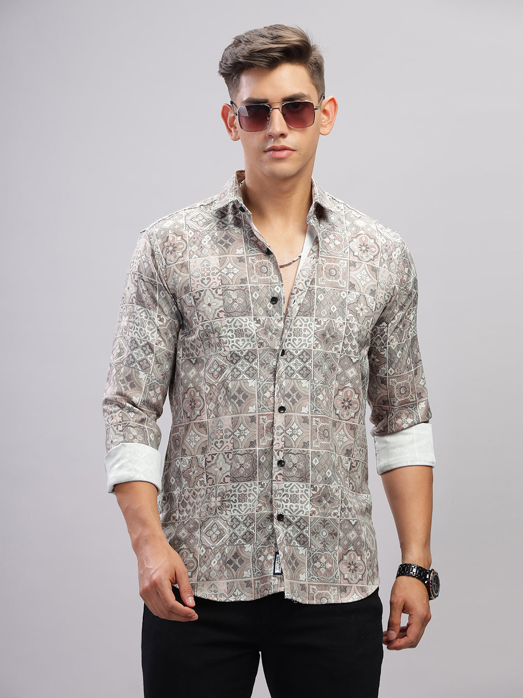Tribal Motif Green Shirt