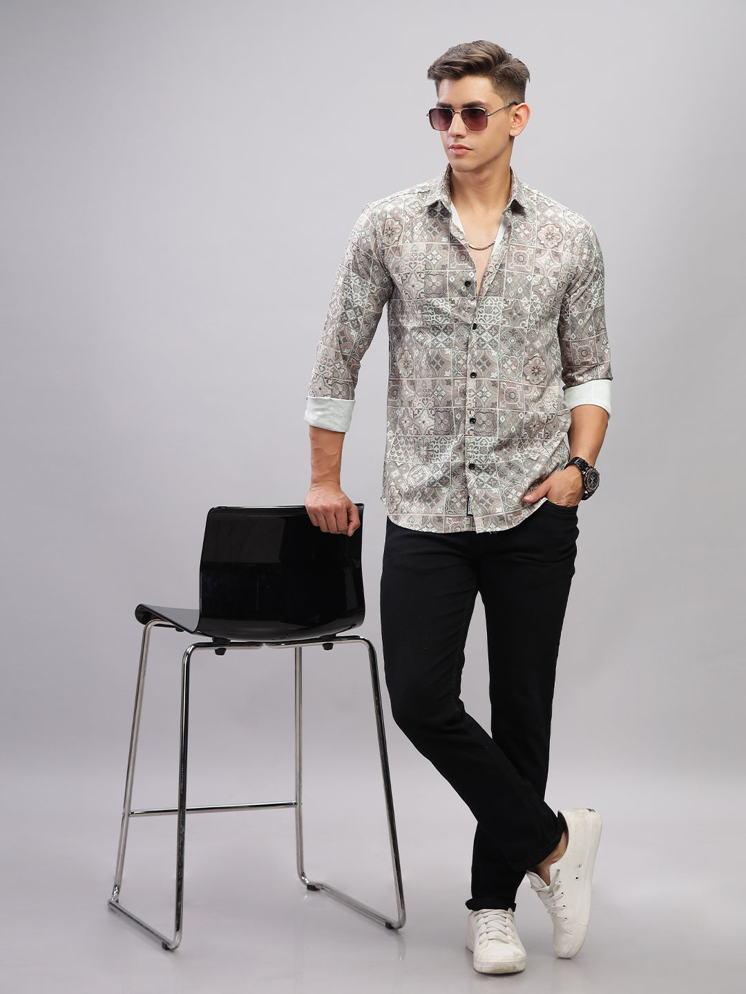 Tribal Motif Green Shirt