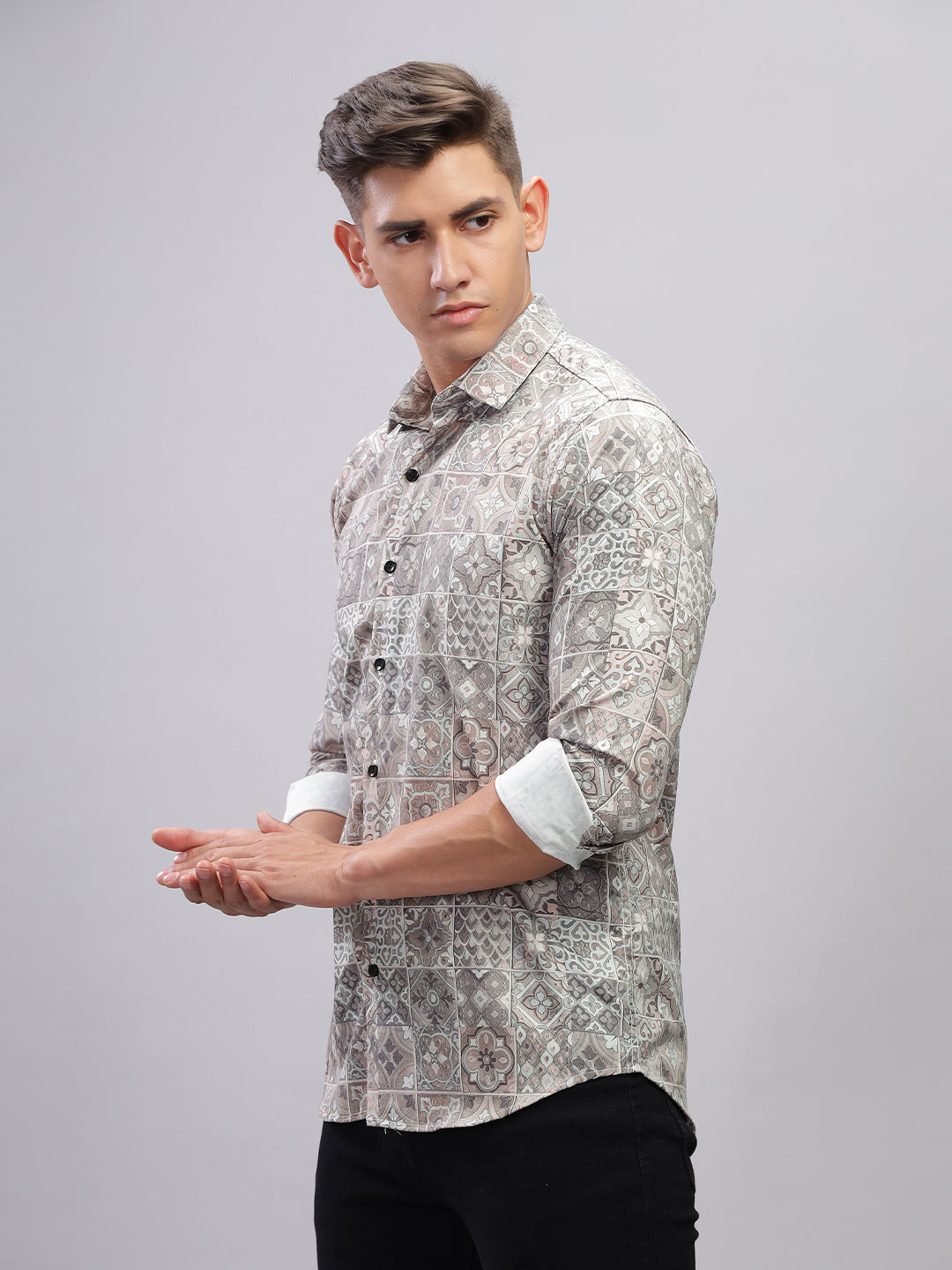 Tribal Motif Green Shirt