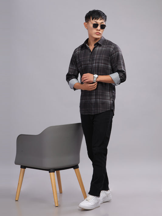 Crato Black-Brown Checks Shirt