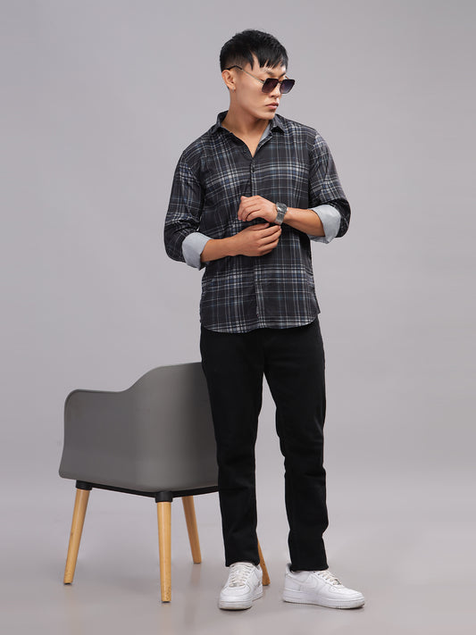 Crato Black-Grey Checks Shirt