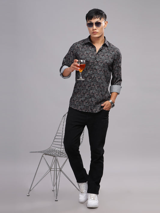 Cogan Black-Red Printed Shirt
