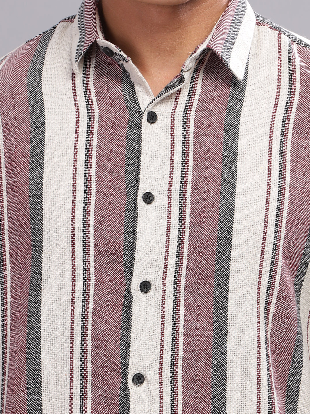 Fargo Beige-Plum Striped Shirt