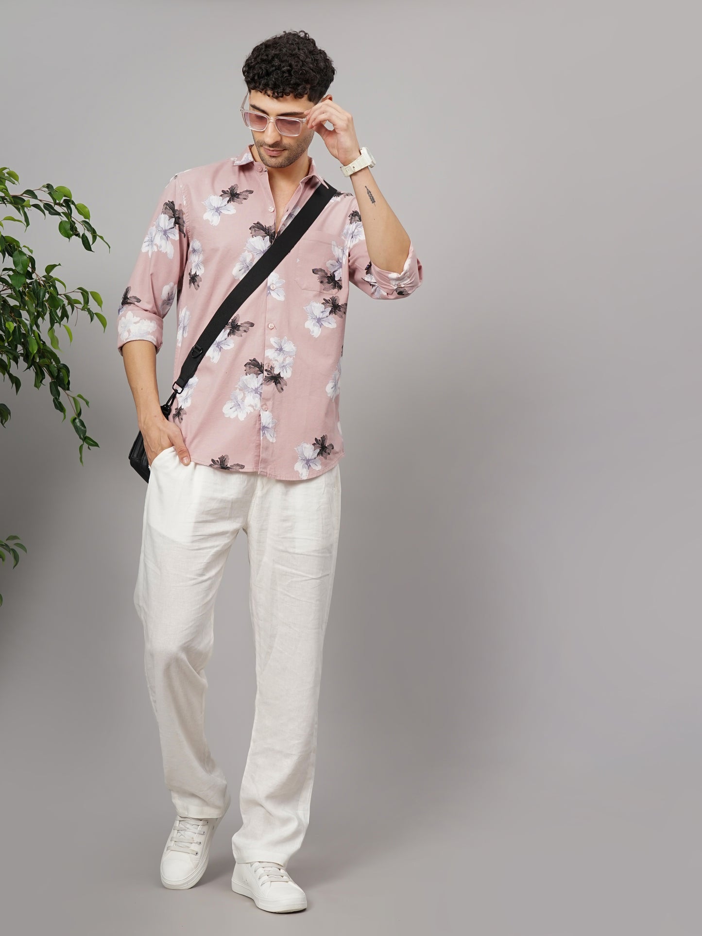 Purau Pink Floral Linen Shirt