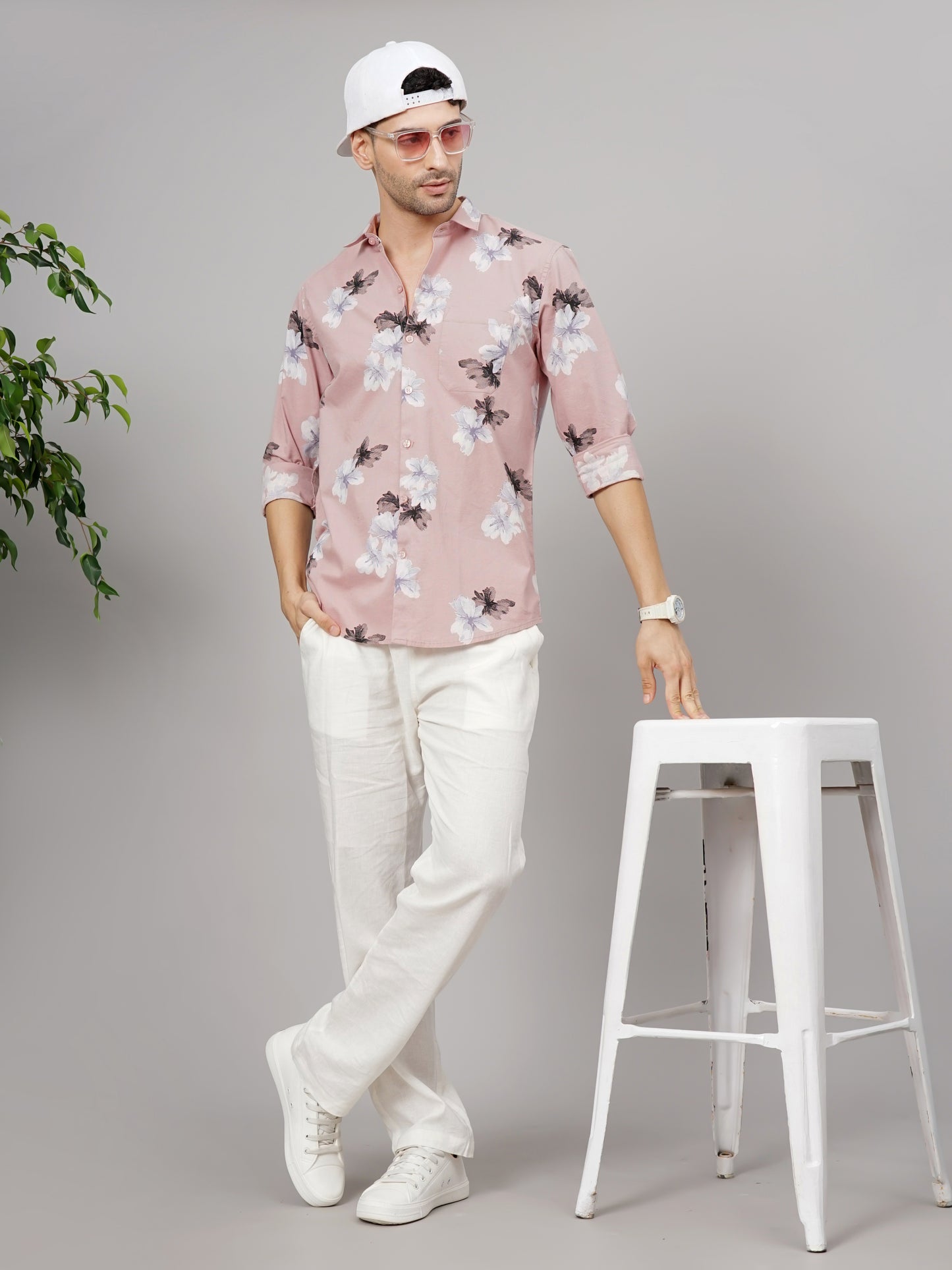 Purau Pink Floral Linen Shirt