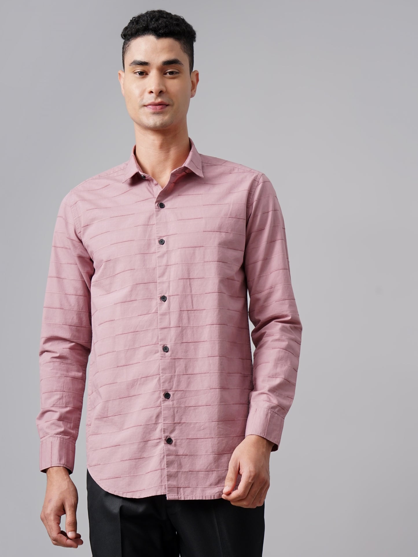 Weft Pink Self Striped Shirt