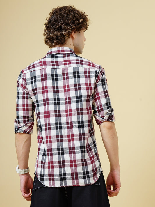 Provo Maroon Checks Shirt