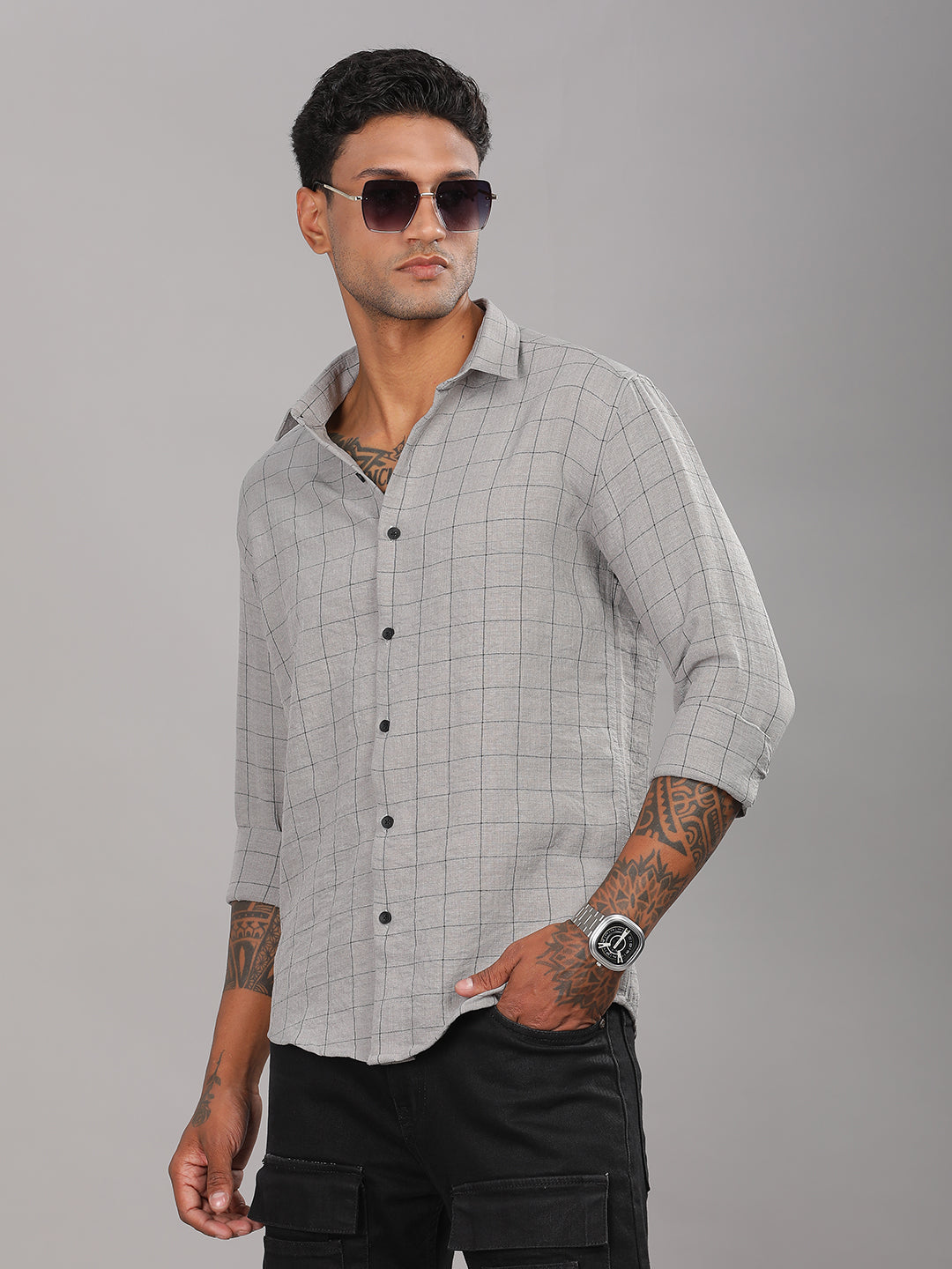 Linovite Checks Grey Shirt