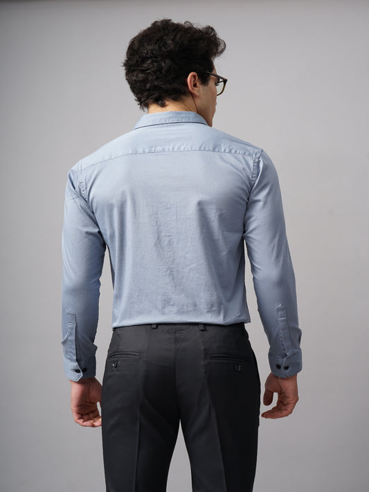 Refine Blue Solid Shirt