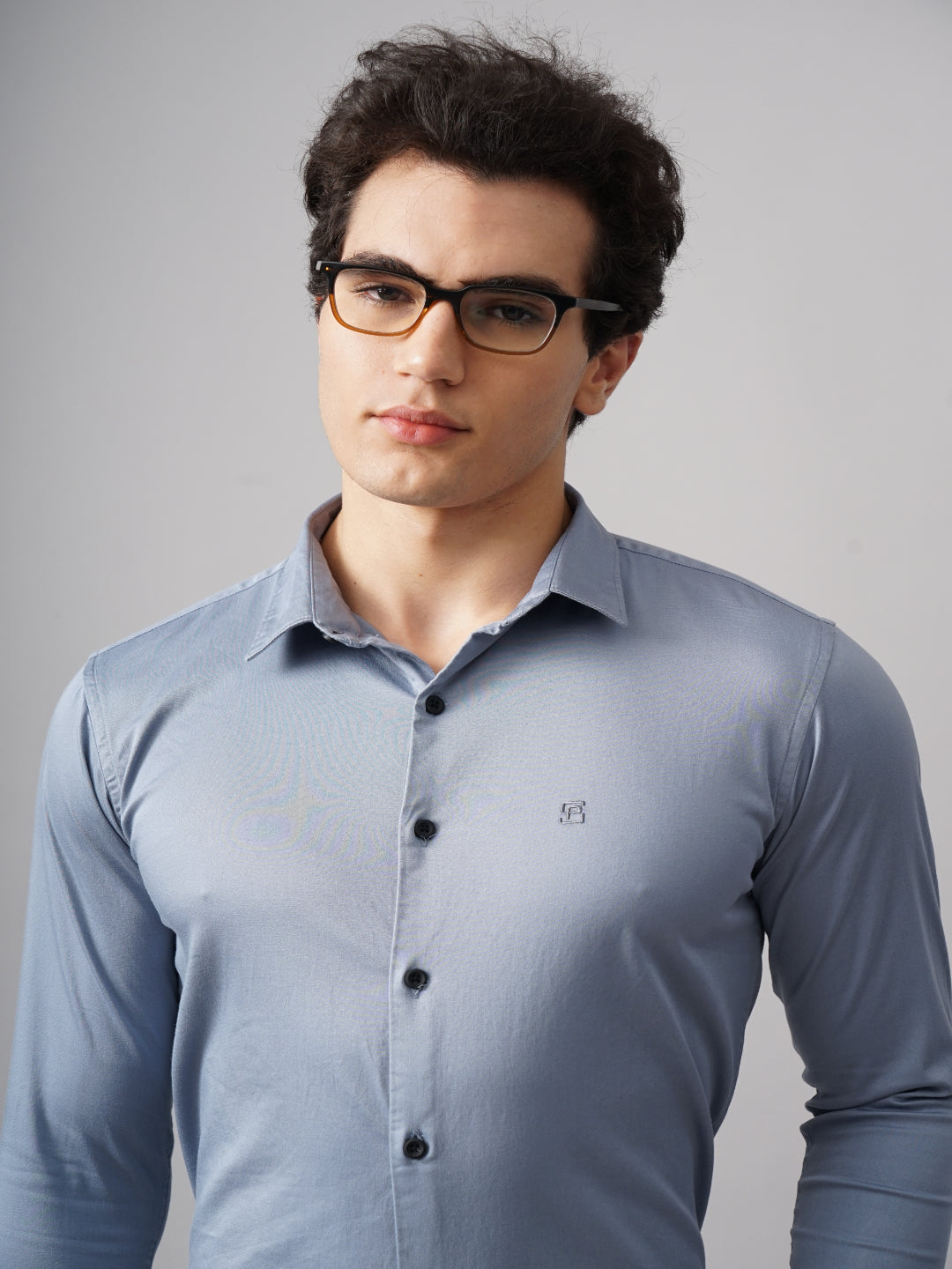 Refine Blue Solid Shirt