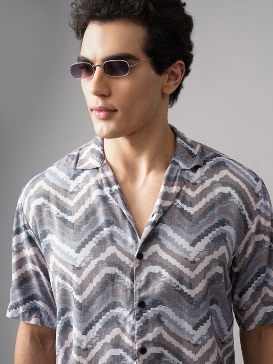 Flux Blue Oversized Rayon Shirt