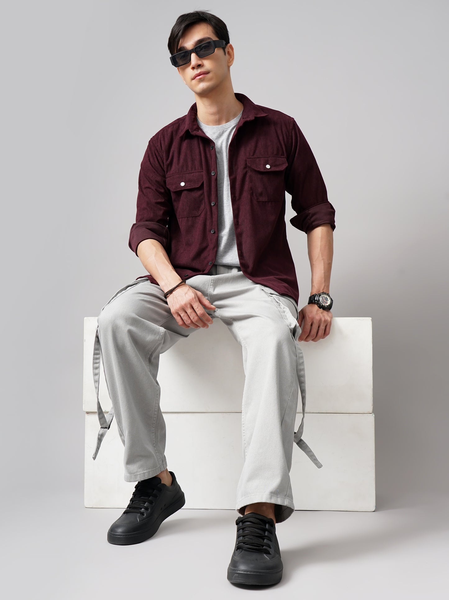 Cordtex Double Pocket Maroon Shirt