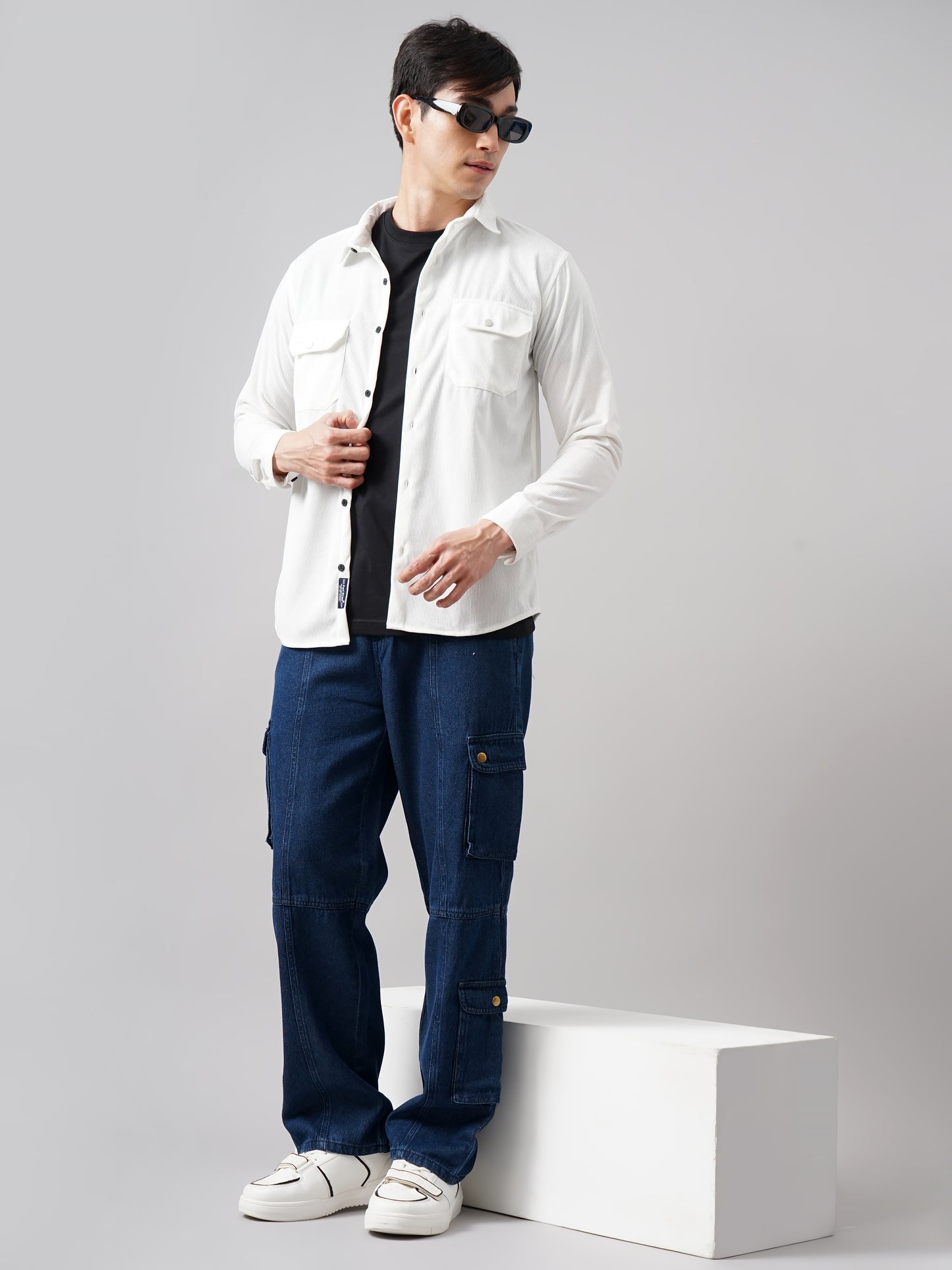 Cordtex Double Pocket White Shirt