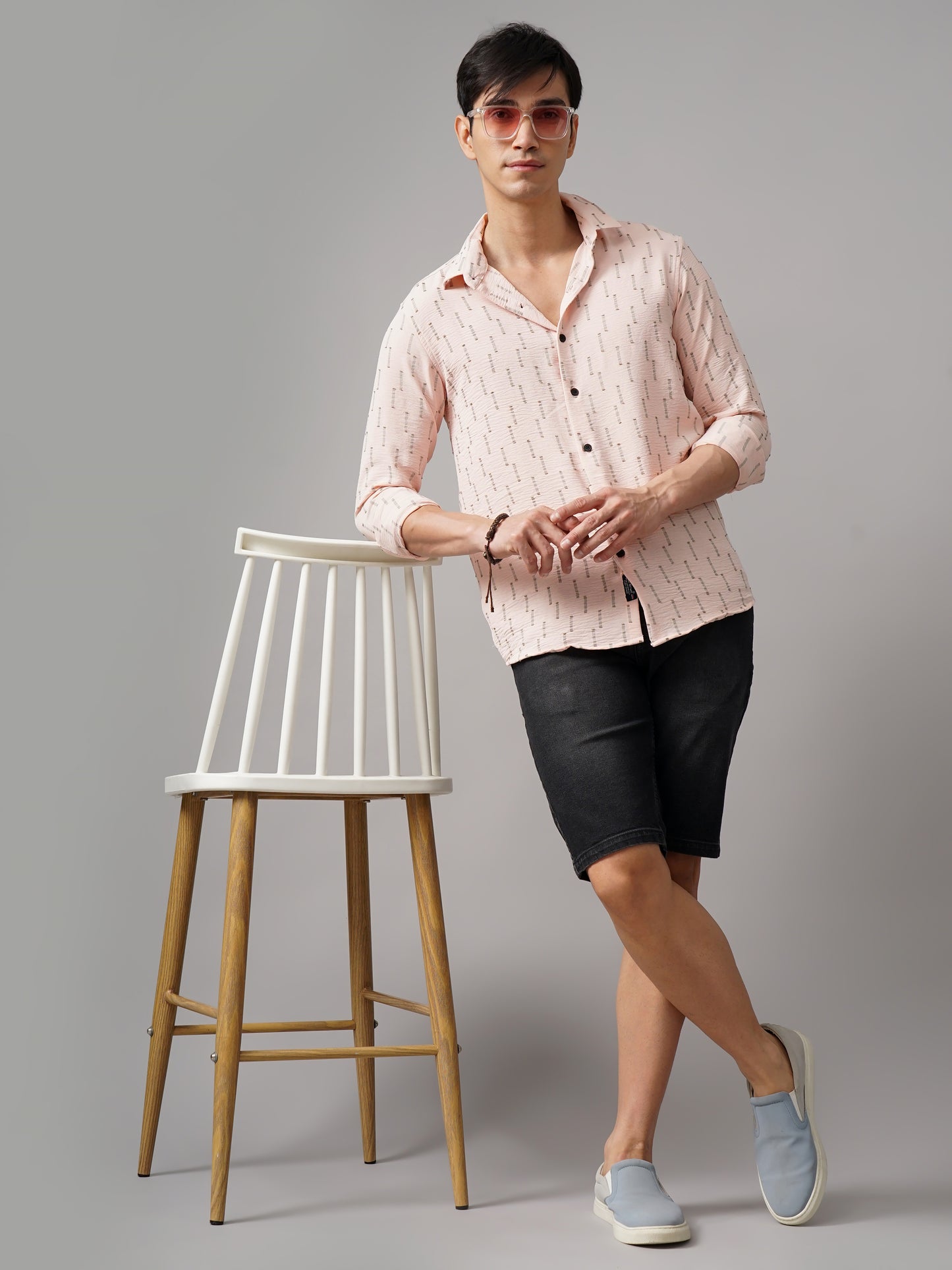 Arova Self Design Pink Shirt
