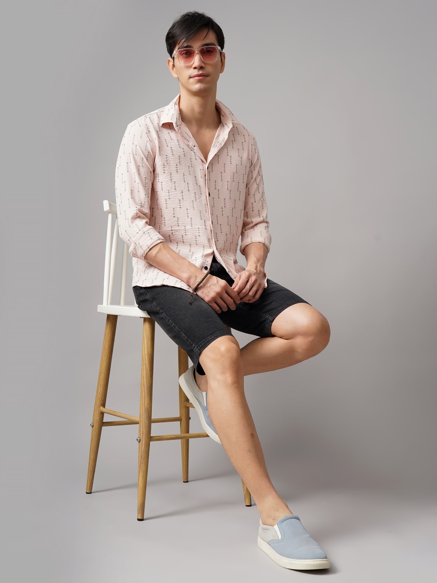 Arova Self Design Pink Shirt