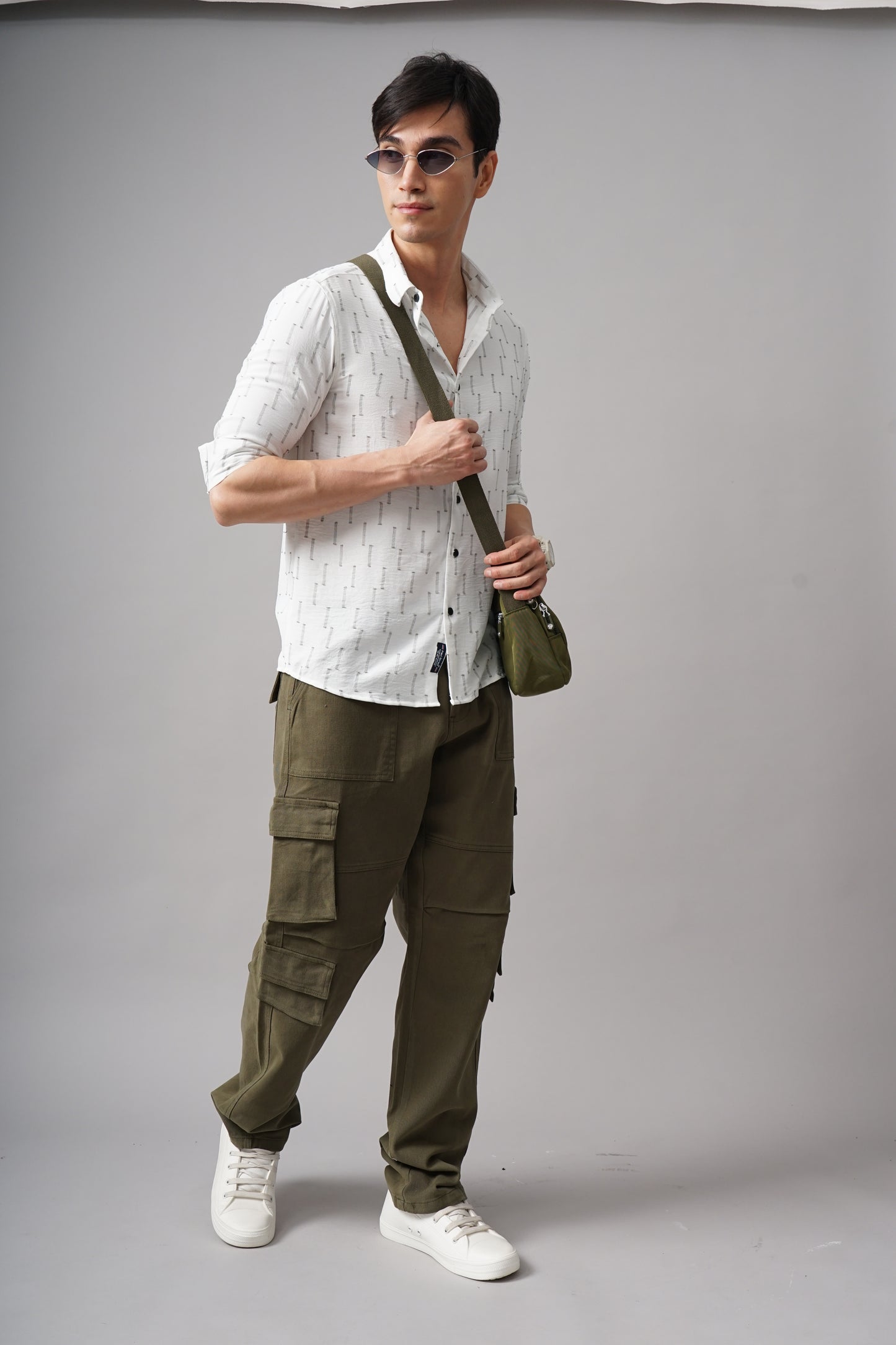 Arova Self Design White Shirt