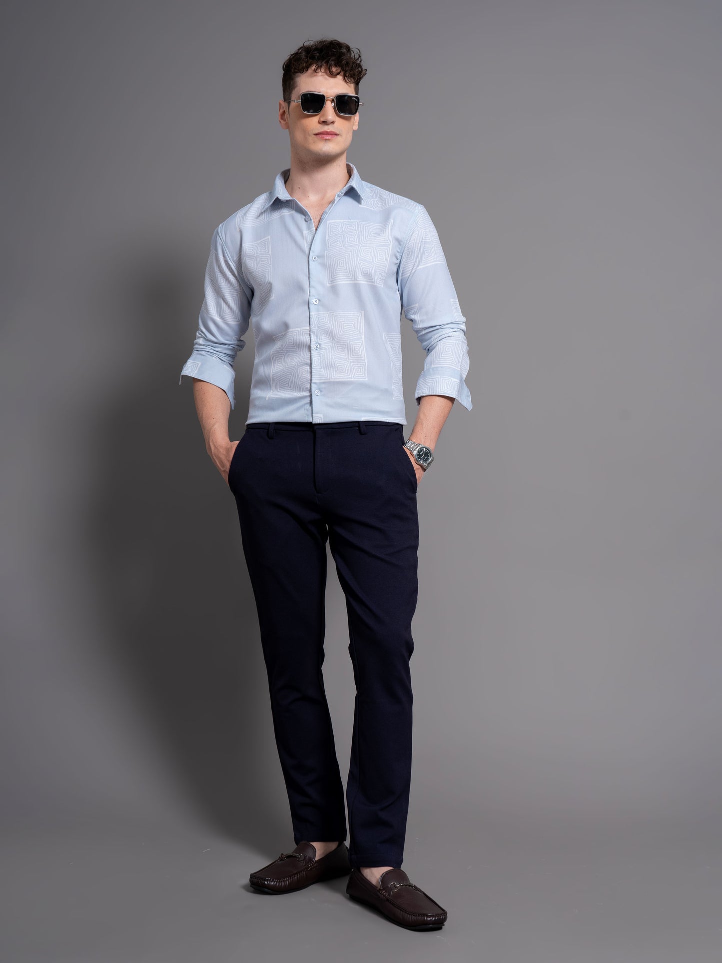 Clyde Blue Abstract Shirt