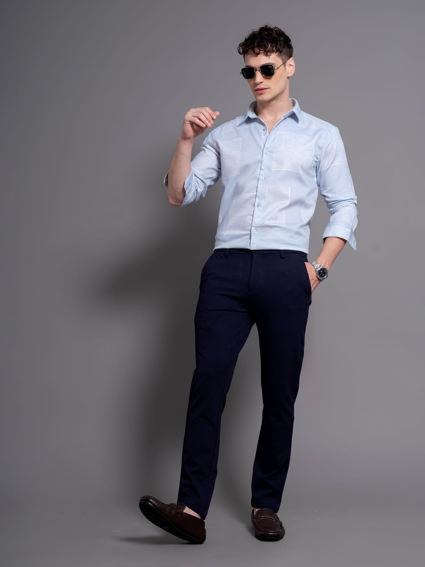 Clyde Blue Abstract Shirt