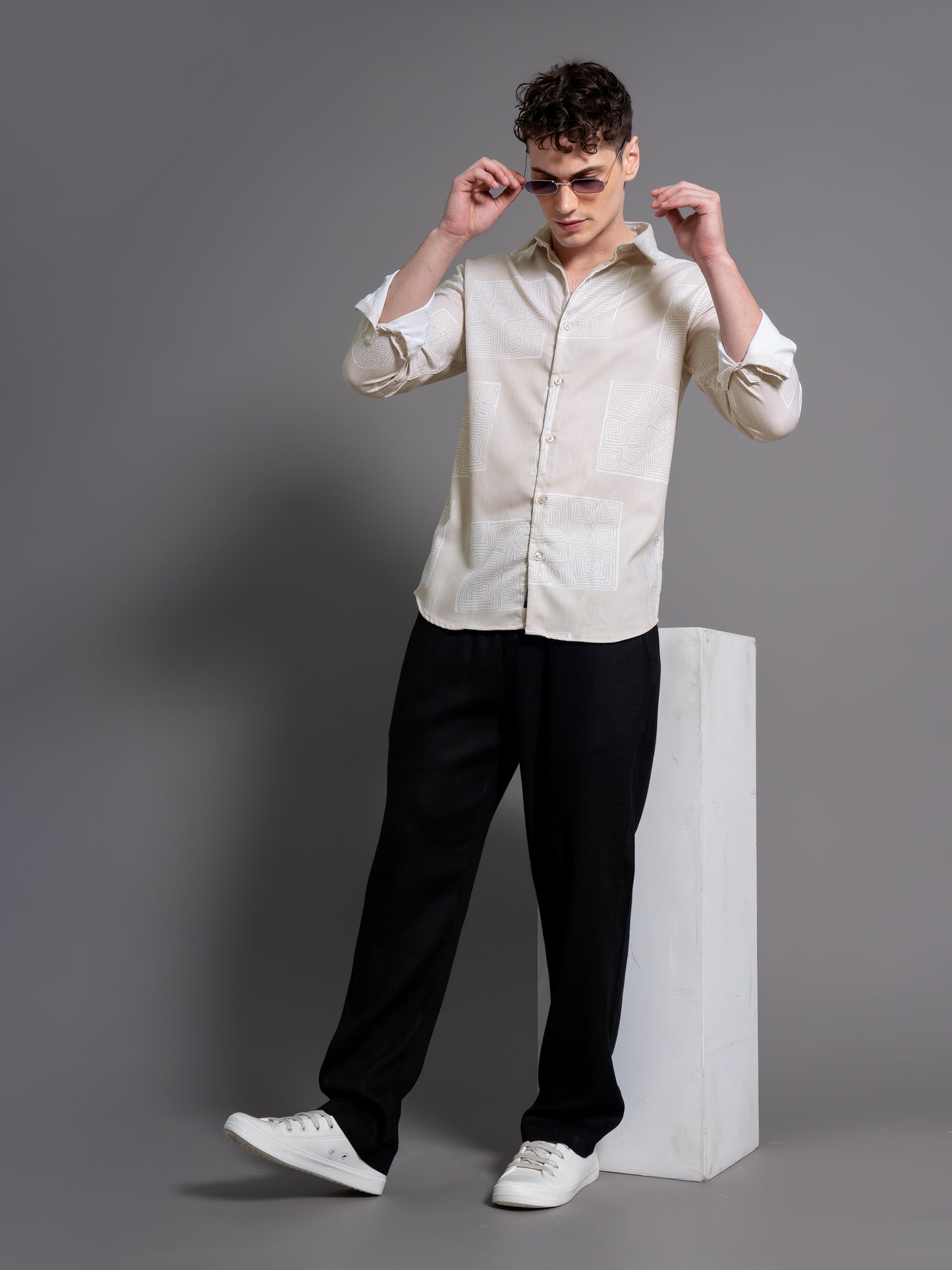 Clyde Beige Abstract Shirt