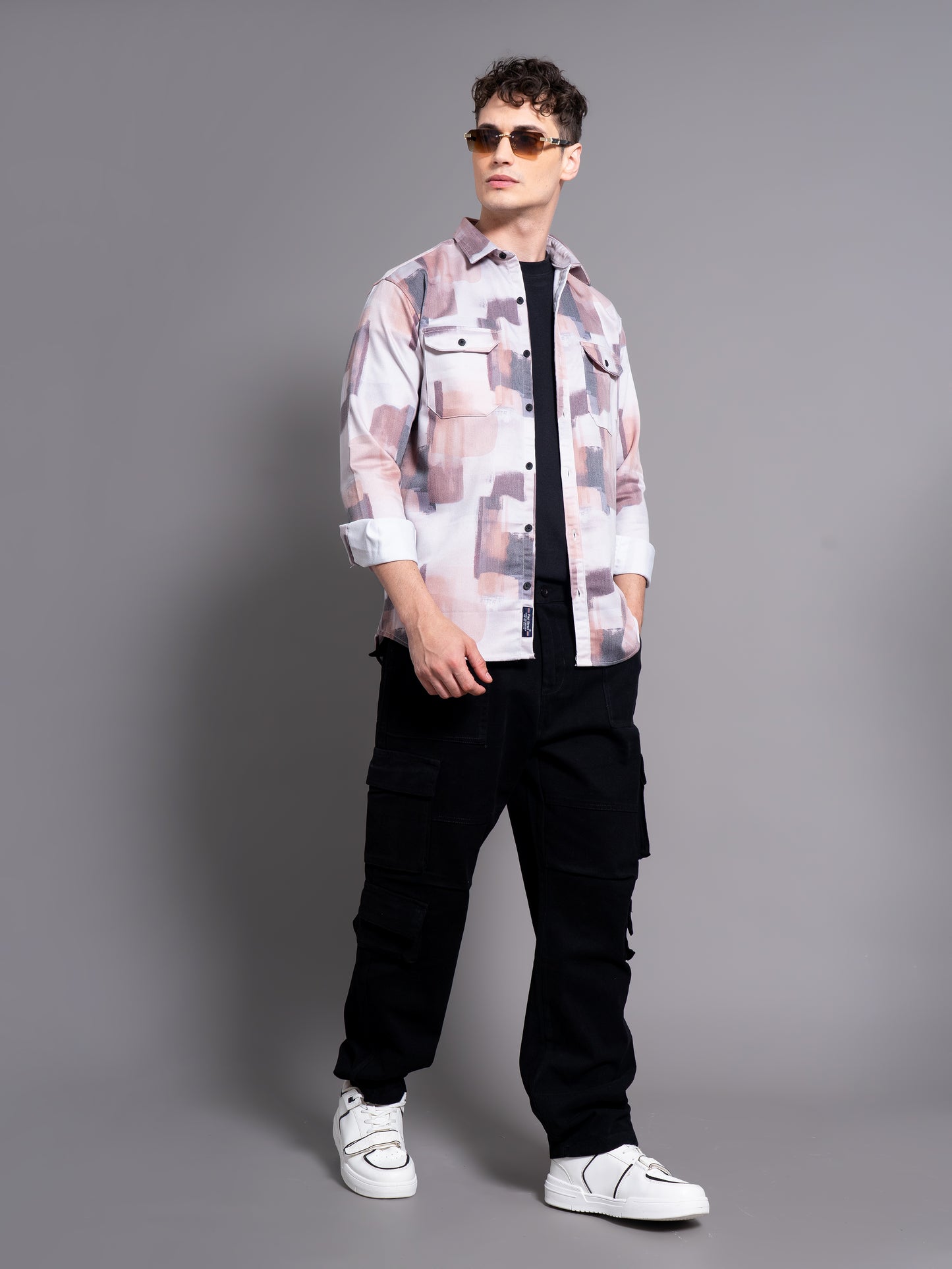 Mova Abstract Beige Printed Shirt