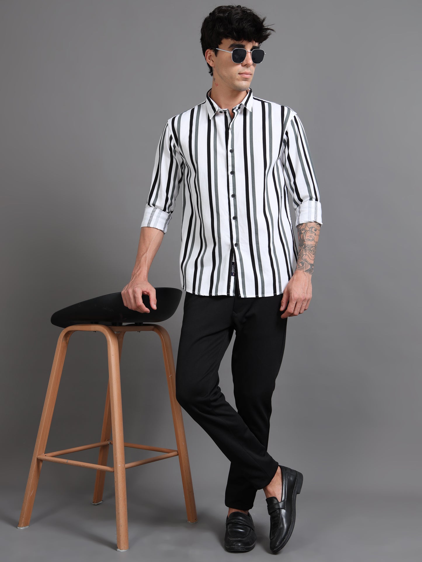 Graphite White Striped Shirt