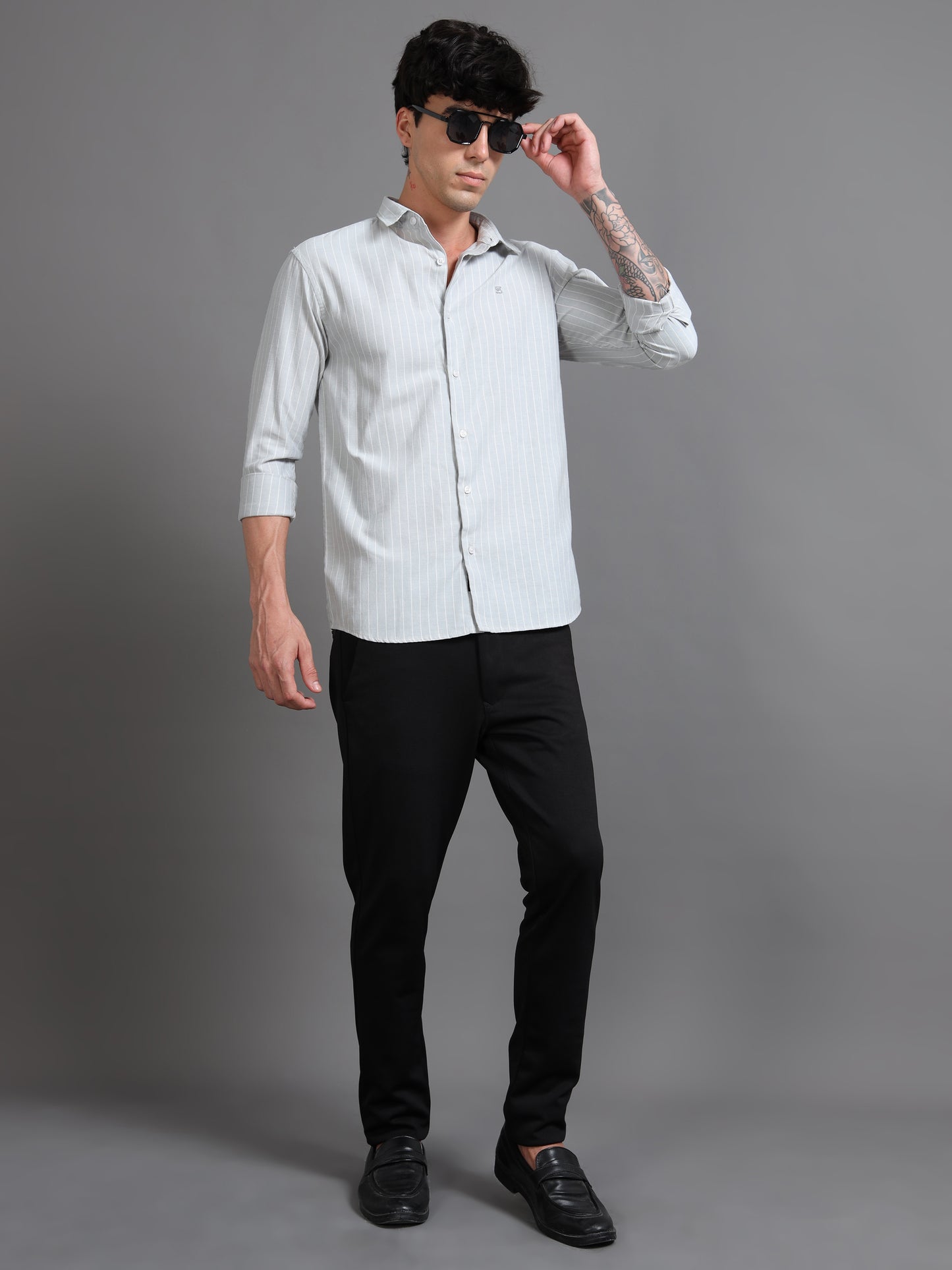 Azure Grey Striped Shirt