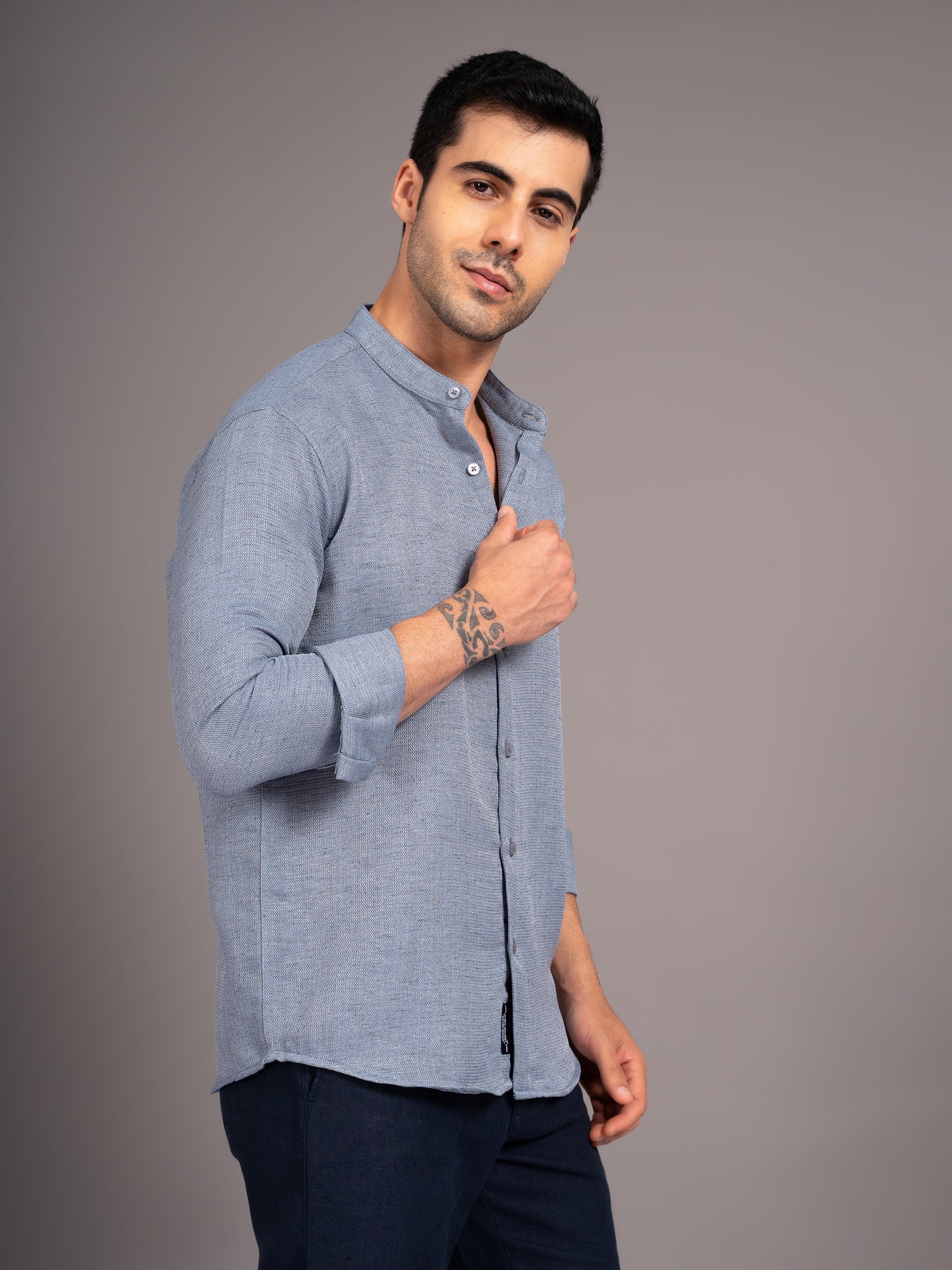 Dobby Grey Linen Shirt